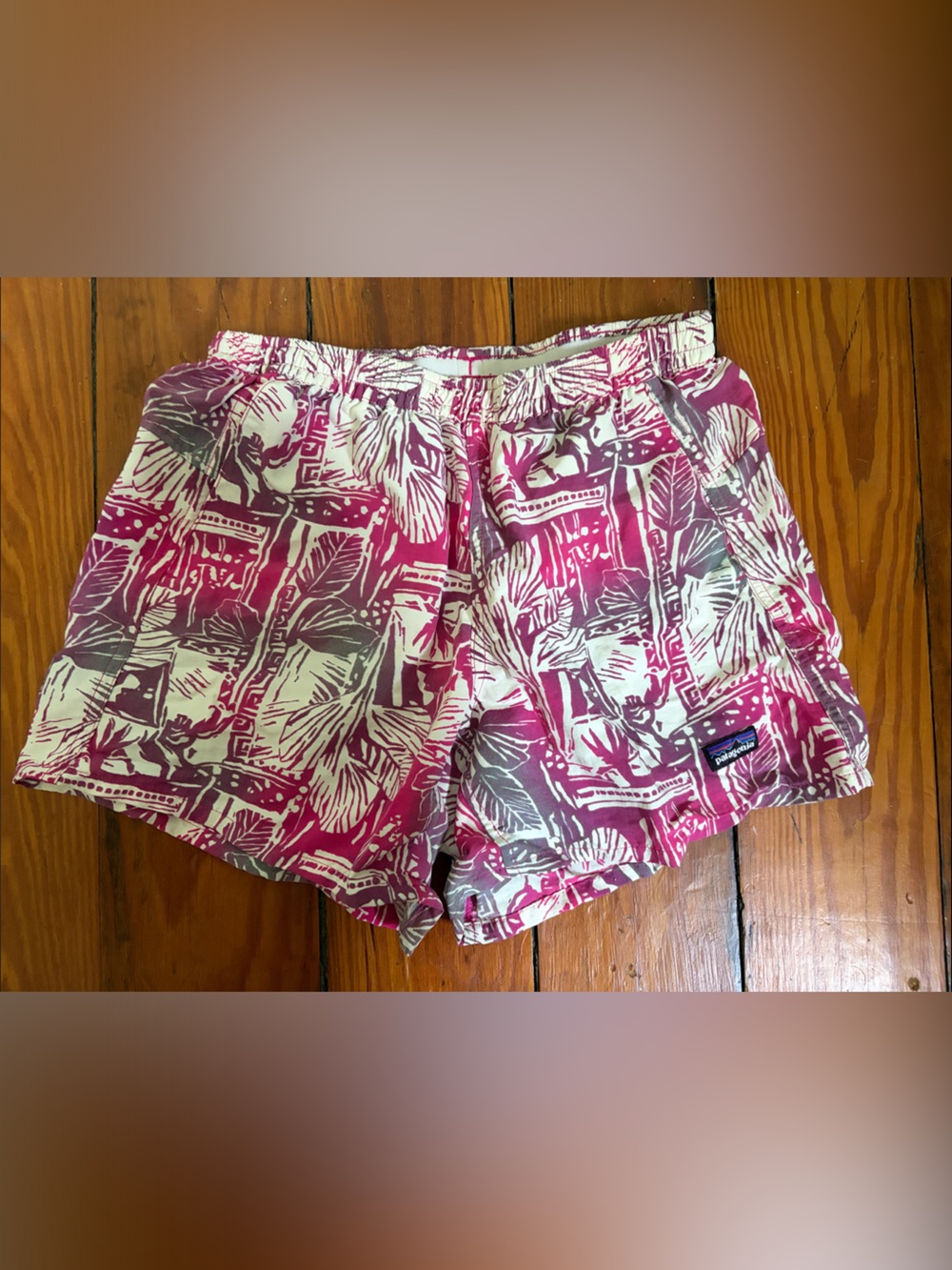 Patagonia Pink, White and Gray Tropical Shorts